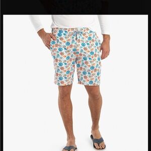 Johnnie O 1/2 Elastic Swim Trunks Men’s Size M Blue/Orange Geometric Print Lined